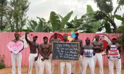 African dancing man delivering funny greetings in a personalized video message